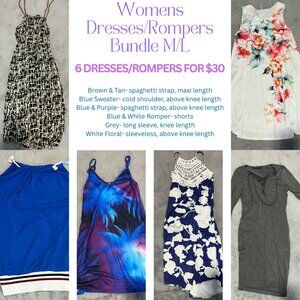 6 Womens M/L Dress/Romper Bundle